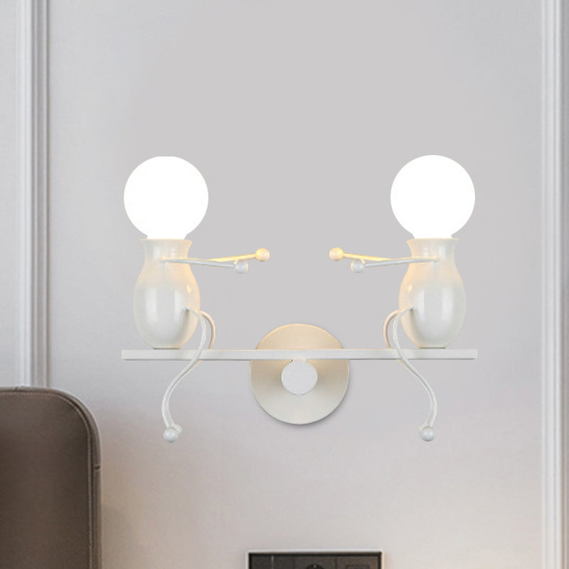 Vivolux | Schwarz/Weiß/Rot Kindlich Wandmontage Lampe Kinder 2 Köpfe Metall Wandlicht mit Wippe Arm