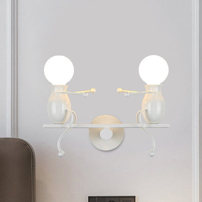 Vivolux | Schwarz/Weiß/Rot Kindlich Wandmontage Lampe Kinder 2 Köpfe Metall Wandlicht mit Wippe Arm