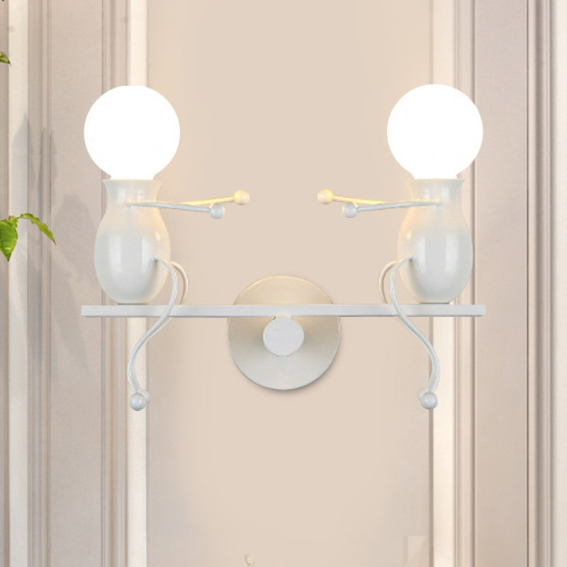 Vivolux | Schwarz/Weiß/Rot Kindlich Wandmontage Lampe Kinder 2 Köpfe Metall Wandlicht mit Wippe Arm