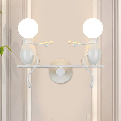 Vivolux | Schwarz/Weiß/Rot Kindlich Wandmontage Lampe Kinder 2 Köpfe Metall Wandlicht mit Wippe Arm