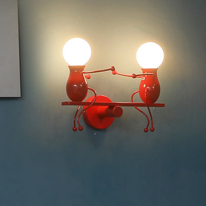 Vivolux | Schwarz/Weiß/Rot Kindlich Wandmontage Lampe Kinder 2 Köpfe Metall Wandlicht mit Wippe Arm