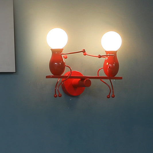 Vivolux | Schwarz/Weiß/Rot Kindlich Wandmontage Lampe Kinder 2 Köpfe Metall Wandlicht mit Wippe Arm