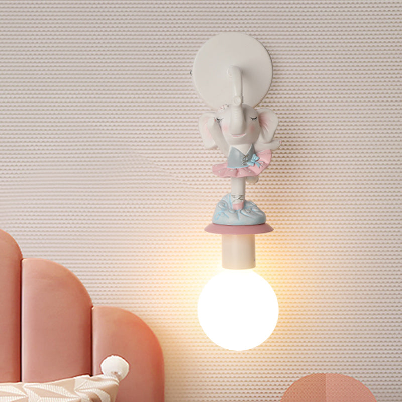 Vivolux | Weisse Ball Wand Sconce Licht Cartoon 1 Kopf Milchglas Wandbeleuchtung mit Elefant/Hirsch/Einhorn Deco
