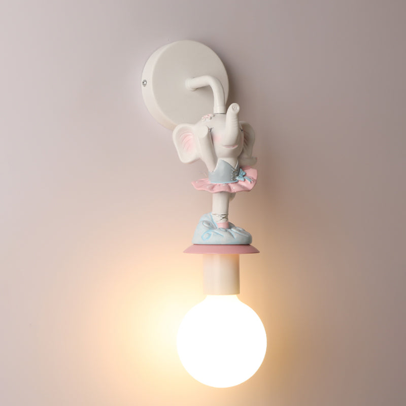 Vivolux | Weisse Ball Wand Sconce Licht Cartoon 1 Kopf Milchglas Wandbeleuchtung mit Elefant/Hirsch/Einhorn Deco