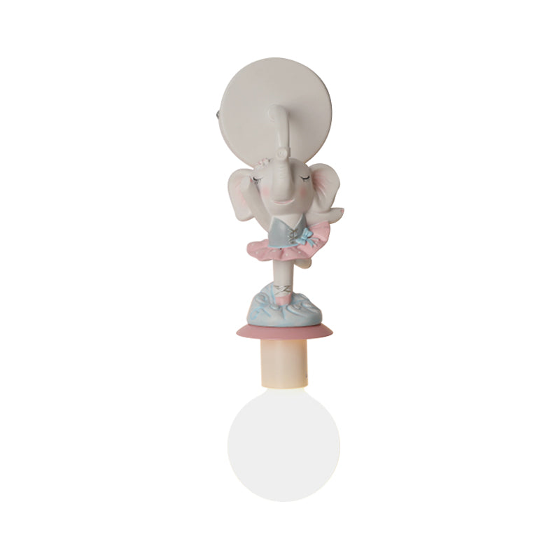 Vivolux | Weisse Ball Wand Sconce Licht Cartoon 1 Kopf Milchglas Wandbeleuchtung mit Elefant/Hirsch/Einhorn Deco