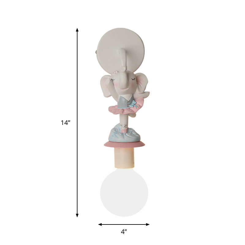 Vivolux | Weisse Ball Wand Sconce Licht Cartoon 1 Kopf Milchglas Wandbeleuchtung mit Elefant/Hirsch/Einhorn Deco