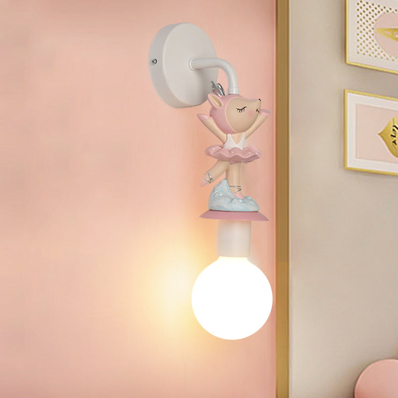 Vivolux | Weisse Ball Wand Sconce Licht Cartoon 1 Kopf Milchglas Wandbeleuchtung mit Elefant/Hirsch/Einhorn Deco