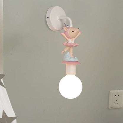 Vivolux | Weisse Ball Wand Sconce Licht Cartoon 1 Kopf Milchglas Wandbeleuchtung mit Elefant/Hirsch/Einhorn Deco