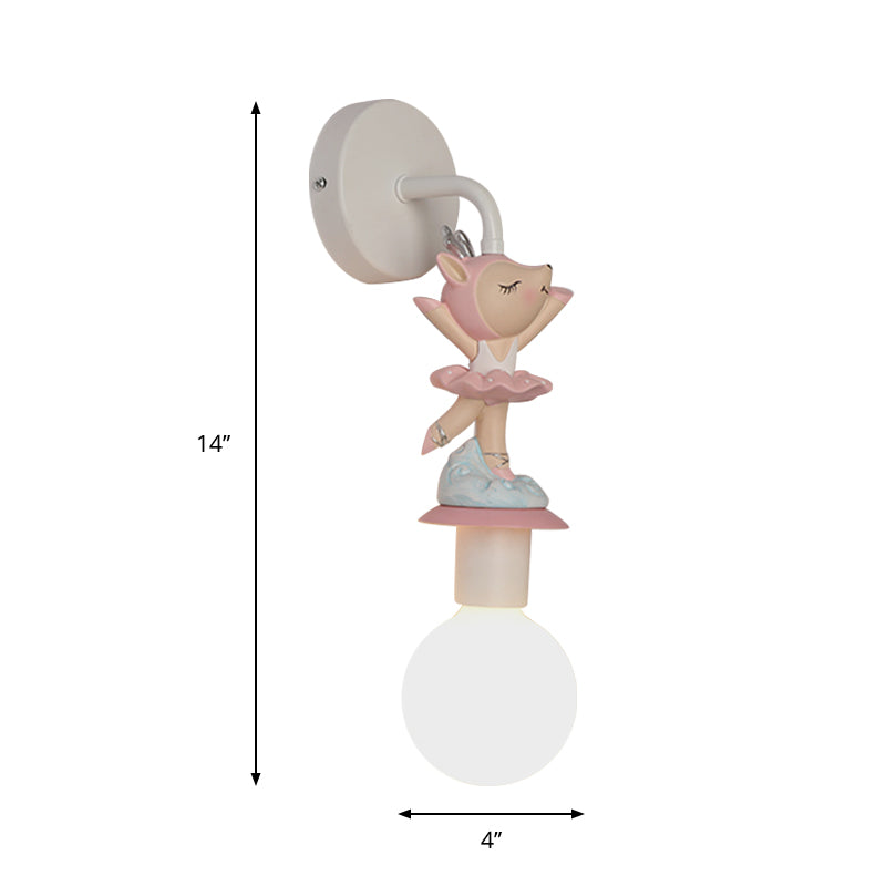Vivolux | Weisse Ball Wand Sconce Licht Cartoon 1 Kopf Milchglas Wandbeleuchtung mit Elefant/Hirsch/Einhorn Deco