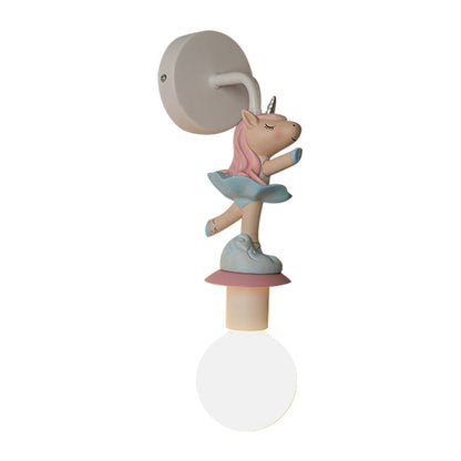 Vivolux | Weisse Ball Wand Sconce Licht Cartoon 1 Kopf Milchglas Wandbeleuchtung mit Elefant/Hirsch/Einhorn Deco