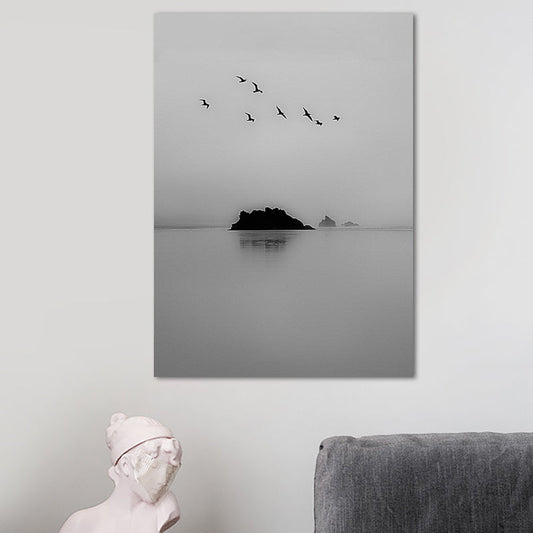 Vivolux | Fotografie Minimalistische Canvas Wandkunst met Vogel en Boomlandschap, Lichte Kleur