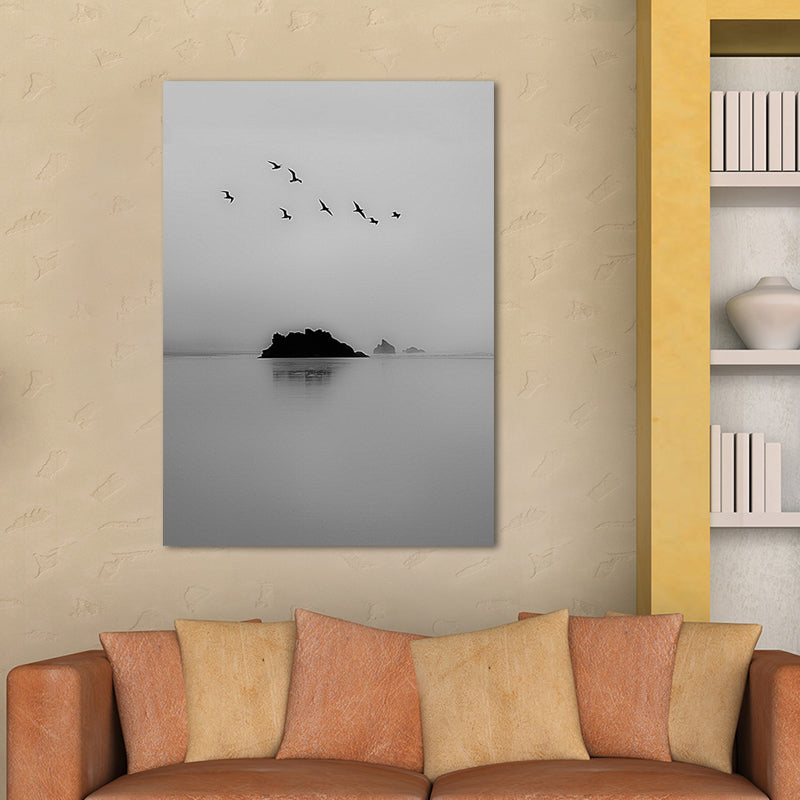 Vivolux | Fotografie Minimalistische Canvas Wandkunst met Vogel en Boomlandschap, Lichte Kleur