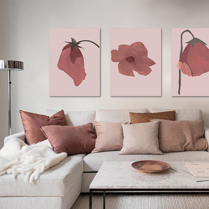 Vivolux | Nordic Blossom Wandkunst Leinwand Texturiertes rotes Gemälde für das Wohnzimmer (Mehrere Größenoptionen)