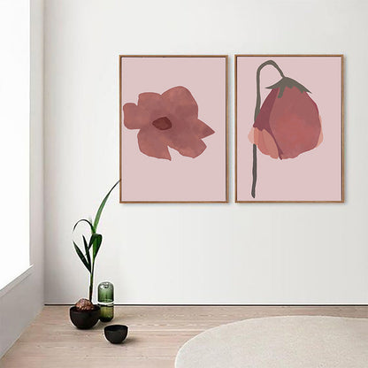 Vivolux | Nordic Blossom Wandkunst Leinwand Texturiertes rotes Gemälde für das Wohnzimmer (Mehrere Größenoptionen)