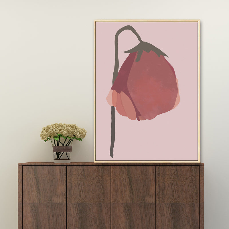 Vivolux | Nordic Blossom Wandkunst Leinwand Texturiertes rotes Gemälde für das Wohnzimmer (Mehrere Größenoptionen)