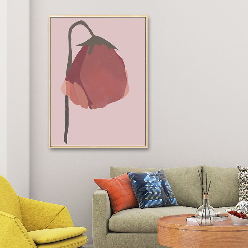 Vivolux | Nordic Blossom Wandkunst Leinwand Texturiertes rotes Gemälde für das Wohnzimmer (Mehrere Größenoptionen)