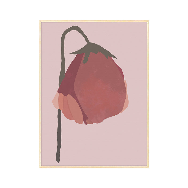 Vivolux | Nordic Blossom Wandkunst Leinwand Texturiertes rotes Gemälde für das Wohnzimmer (Mehrere Größenoptionen)