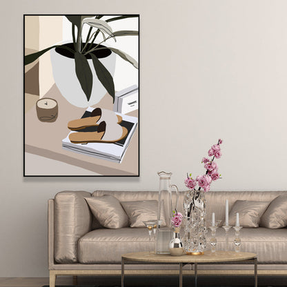 Vivolux | Pflanze in einem Topf Malerei Texturierte Skandinavische Wohnzimmer Wandkunst Dekor, Mehrere Größen