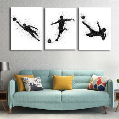 Vivolux | Sport Fußball Leinwanddruck Einfachheit Texturiertes Wandkunst Decor in Schwarz auf Weiß