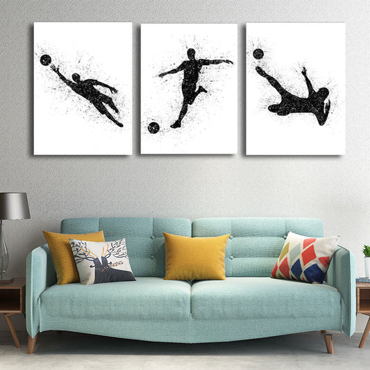 Vivolux | Sport Fußball Leinwanddruck Einfachheit Texturiertes Wandkunst Decor in Schwarz auf Weiß