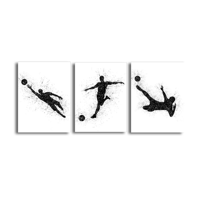 Vivolux | Sport Fußball Leinwanddruck Einfachheit Texturiertes Wandkunst Decor in Schwarz auf Weiß