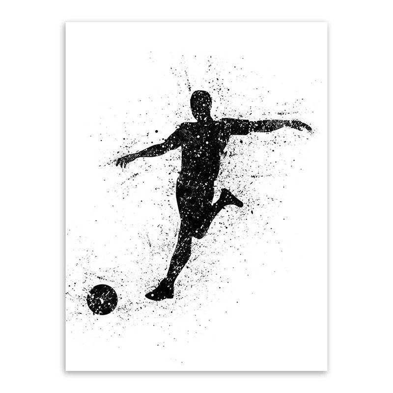 Vivolux | Sport Fußball Leinwanddruck Einfachheit Texturiertes Wandkunst Decor in Schwarz auf Weiß