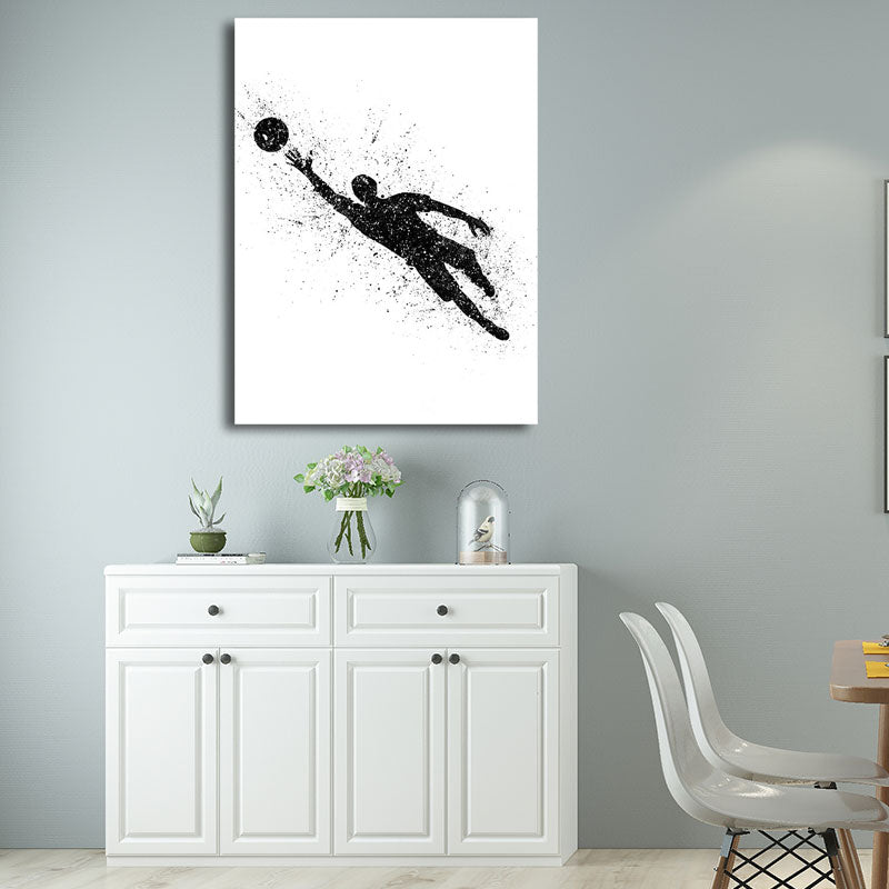 Vivolux | Sport Fußball Leinwanddruck Einfachheit Texturiertes Wandkunst Decor in Schwarz auf Weiß