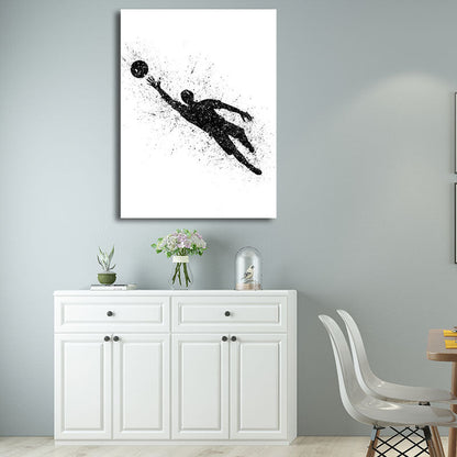 Vivolux | Sport Fußball Leinwanddruck Einfachheit Texturiertes Wandkunst Decor in Schwarz auf Weiß