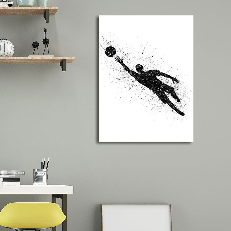 Vivolux | Sport Fußball Leinwanddruck Einfachheit Texturiertes Wandkunst Decor in Schwarz auf Weiß