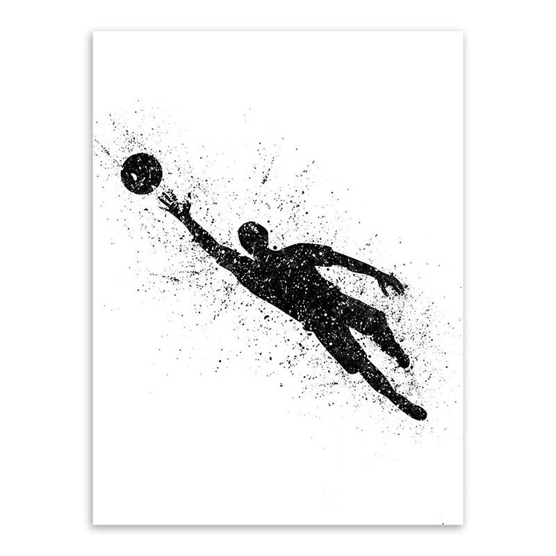 Vivolux | Sport Fußball Leinwanddruck Einfachheit Texturiertes Wandkunst Decor in Schwarz auf Weiß
