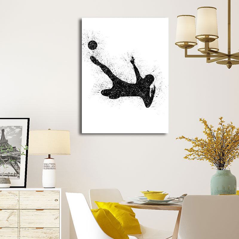 Vivolux | Sport Fußball Leinwanddruck Einfachheit Texturiertes Wandkunst Decor in Schwarz auf Weiß
