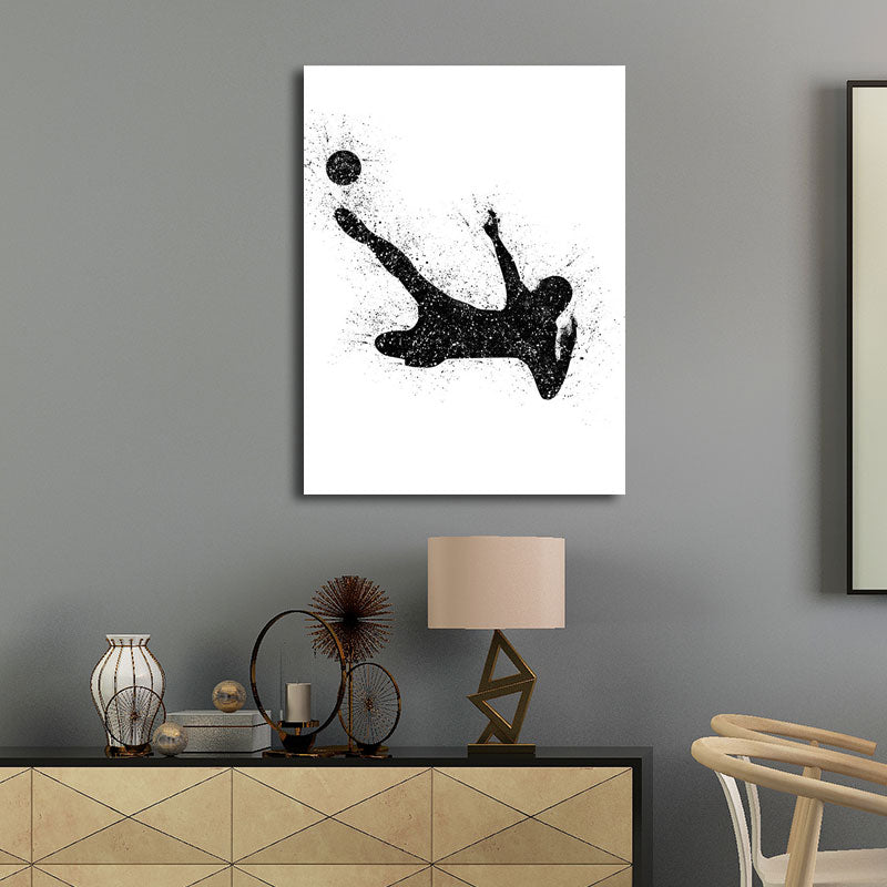Vivolux | Sport Fußball Leinwanddruck Einfachheit Texturiertes Wandkunst Decor in Schwarz auf Weiß