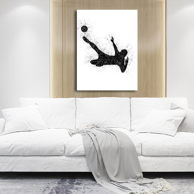 Vivolux | Sport Fußball Leinwanddruck Einfachheit Texturiertes Wandkunst Decor in Schwarz auf Weiß