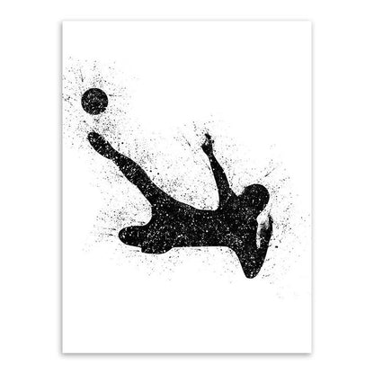 Vivolux | Sport Fußball Leinwanddruck Einfachheit Texturiertes Wandkunst Decor in Schwarz auf Weiß