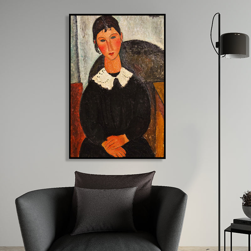 Vivolux | Ölmalerei Porträt Leinwand Texturiert Traditionelle Wohnzimmer Wandkunst in Dunkler Farbe