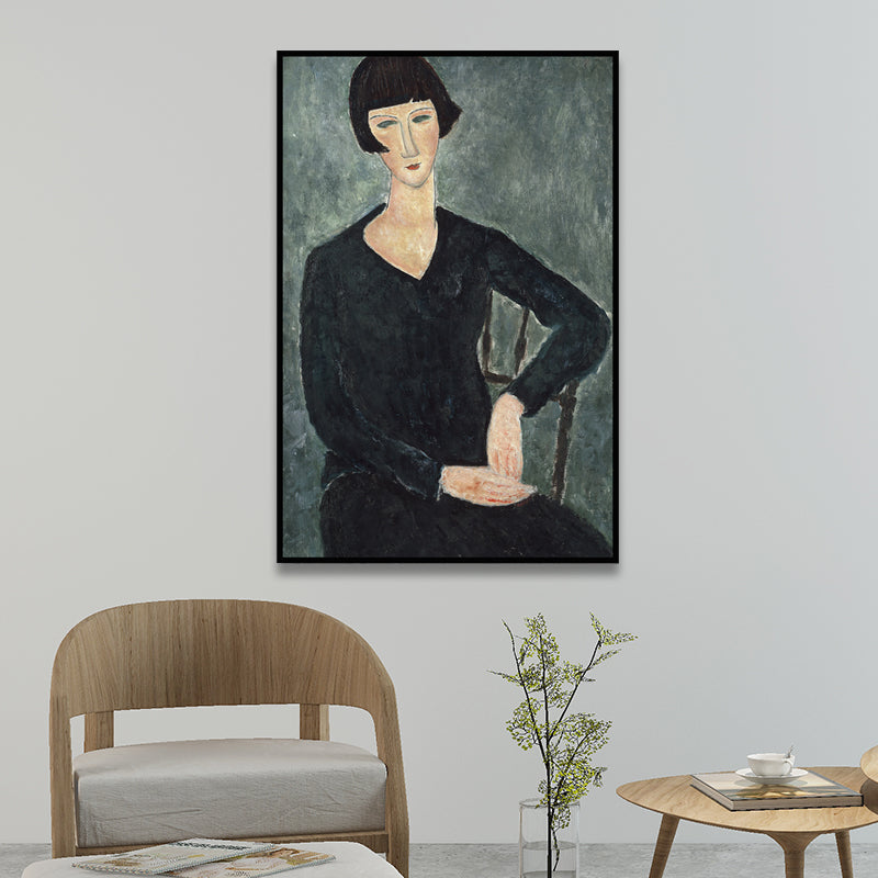 Vivolux | Ölmalerei Porträt Leinwand Texturiert Traditionelle Wohnzimmer Wandkunst in Dunkler Farbe
