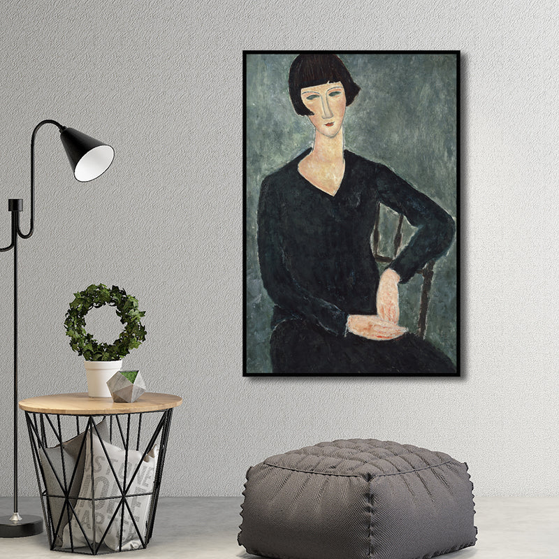 Vivolux | Ölmalerei Porträt Leinwand Texturiert Traditionelle Wohnzimmer Wandkunst in Dunkler Farbe