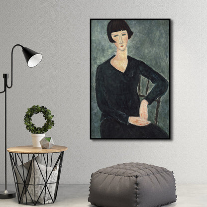 Vivolux | Ölmalerei Porträt Leinwand Texturiert Traditionelle Wohnzimmer Wandkunst in Dunkler Farbe