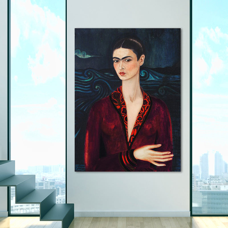 Vivolux | Elegantes Modell Porträt Gemälde für das Mädchenzimmer Figur Leinwand Wandkunst in Lila