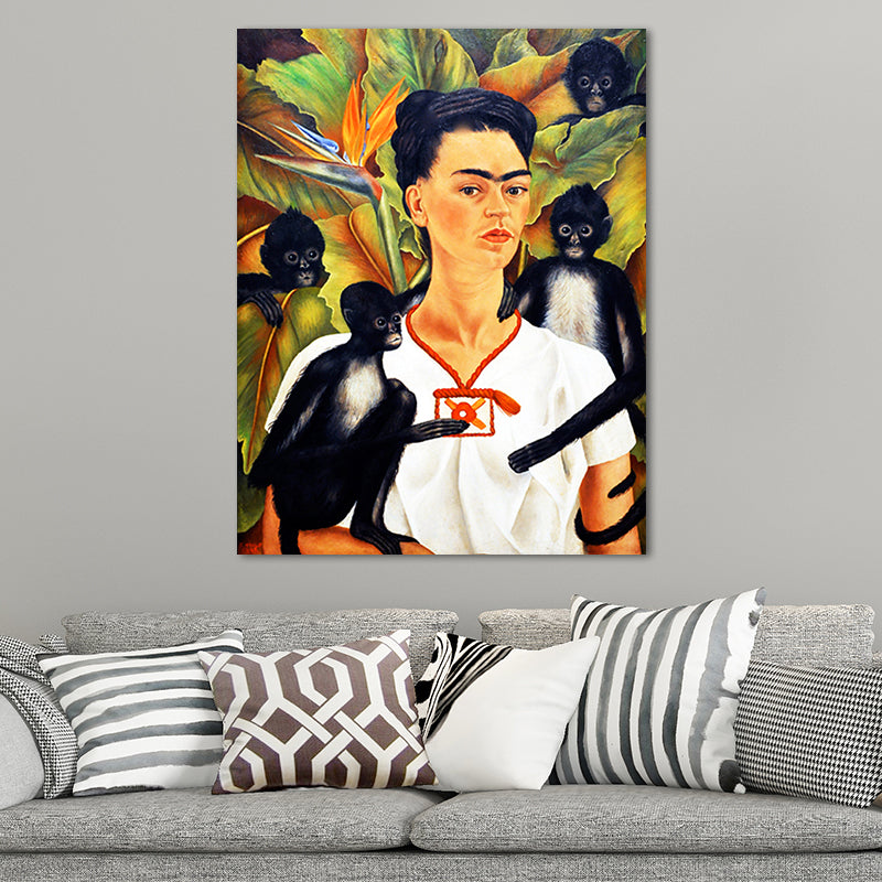 Vivolux | Elegantes Modell Porträt Gemälde für das Mädchenzimmer Figur Leinwand Wandkunst in Lila