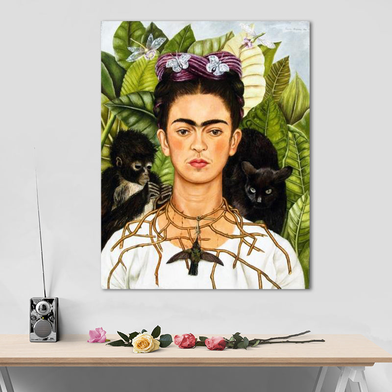 Vivolux | Elegantes Modell Porträt Gemälde für das Mädchenzimmer Figur Leinwand Wandkunst in Lila