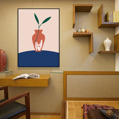 Vivolux | Pflanze in der Vase Leinwand Blau Skandinavische Wandkunst für das Wohnzimmer, Mehrere Größen verfügbar