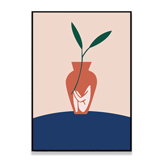 Vivolux | Pflanze in der Vase Leinwand Blau Skandinavische Wandkunst für das Wohnzimmer, Mehrere Größen verfügbar