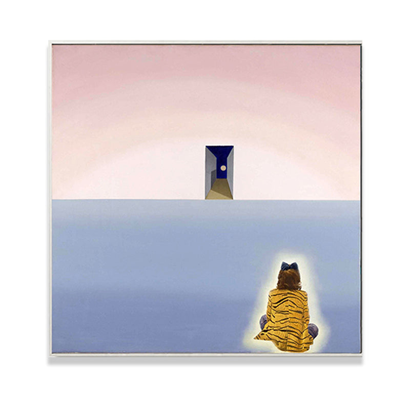 Vivolux | Frau, die auf dem Boden sitzt, Leinwand, Wohnzimmer, Wandkunst, Druck, pink, strukturiert für Schlafzimmer