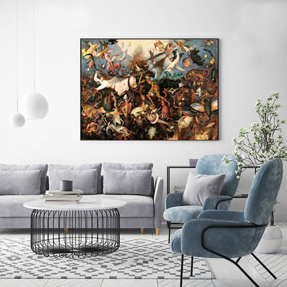 Vivolux | Brown Religion Canvas Bruegel Fall of the Rebel Angels Traditionelles Texturiertes Wandkunst