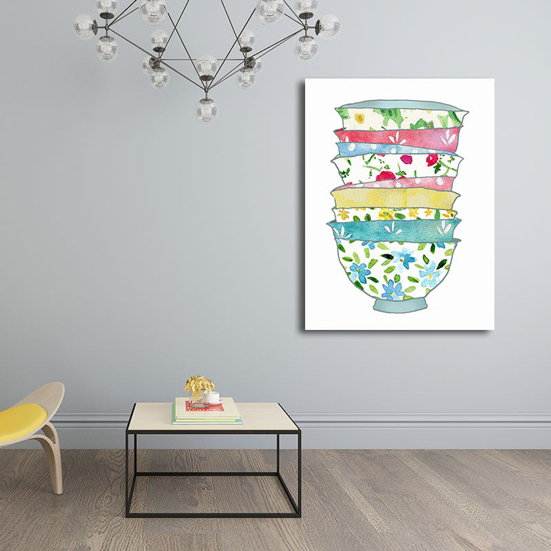 Vivolux | Blaue Utensilien Leinwandkunst Küchenware Nordic Texturierte Wanddekoration für das Esszimmer