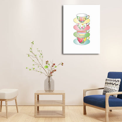 Vivolux | Blaue Utensilien Leinwandkunst Küchenware Nordic Texturierte Wanddekoration für das Esszimmer