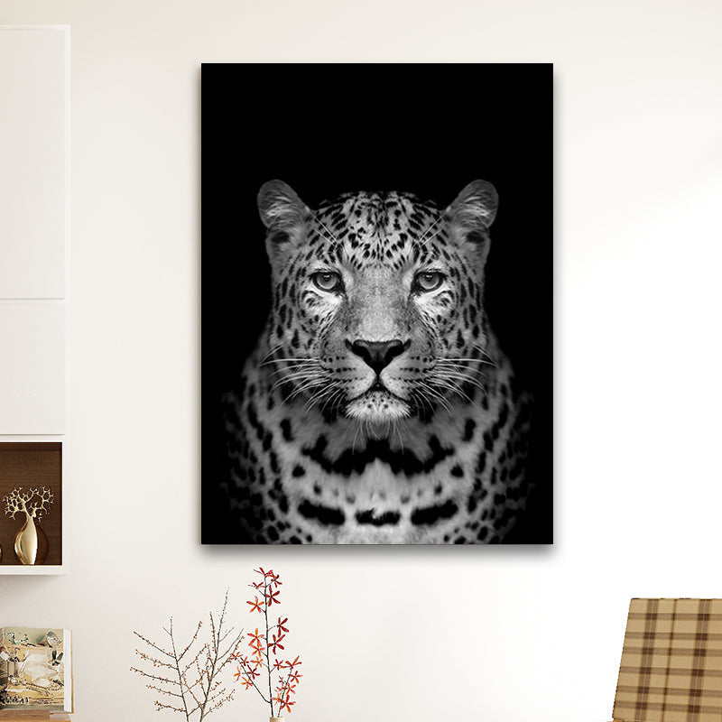 Vivolux | Leopard Wanddekoration Zeitgenössische Leinwand Wandkunst in dunkler Farbe für das Wohnzimmer
