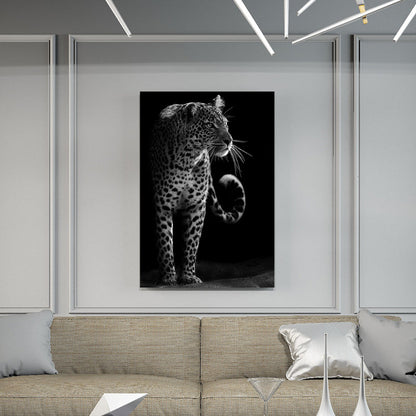 Vivolux | Leopard Wanddekoration Zeitgenössische Leinwand Wandkunst in dunkler Farbe für das Wohnzimmer