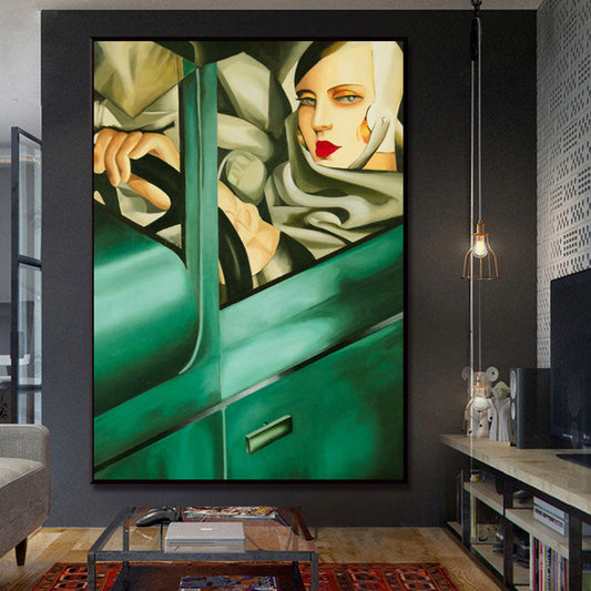 Vivolux | Texturierte Fahrende Maid Malerei Leinwand Vintage Stil Wandkunst Dekor für Badezimmer